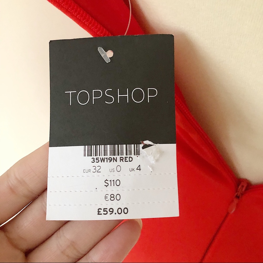 NWT Topshop Red Strapless Jumpsuit Size 0 - Picture 6 of 7